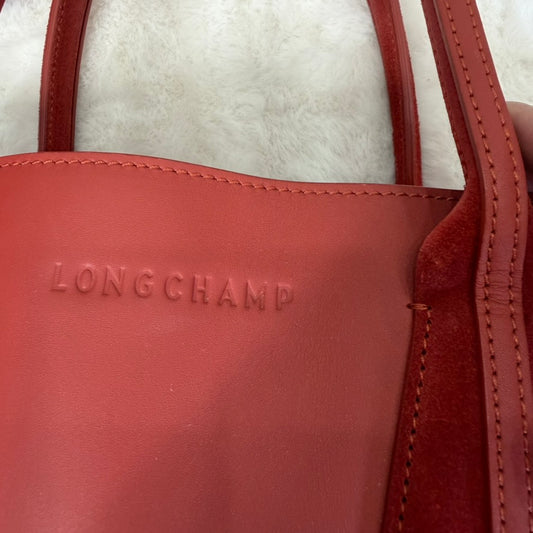 Longchamp Red Medium Tote with Tassel Accents