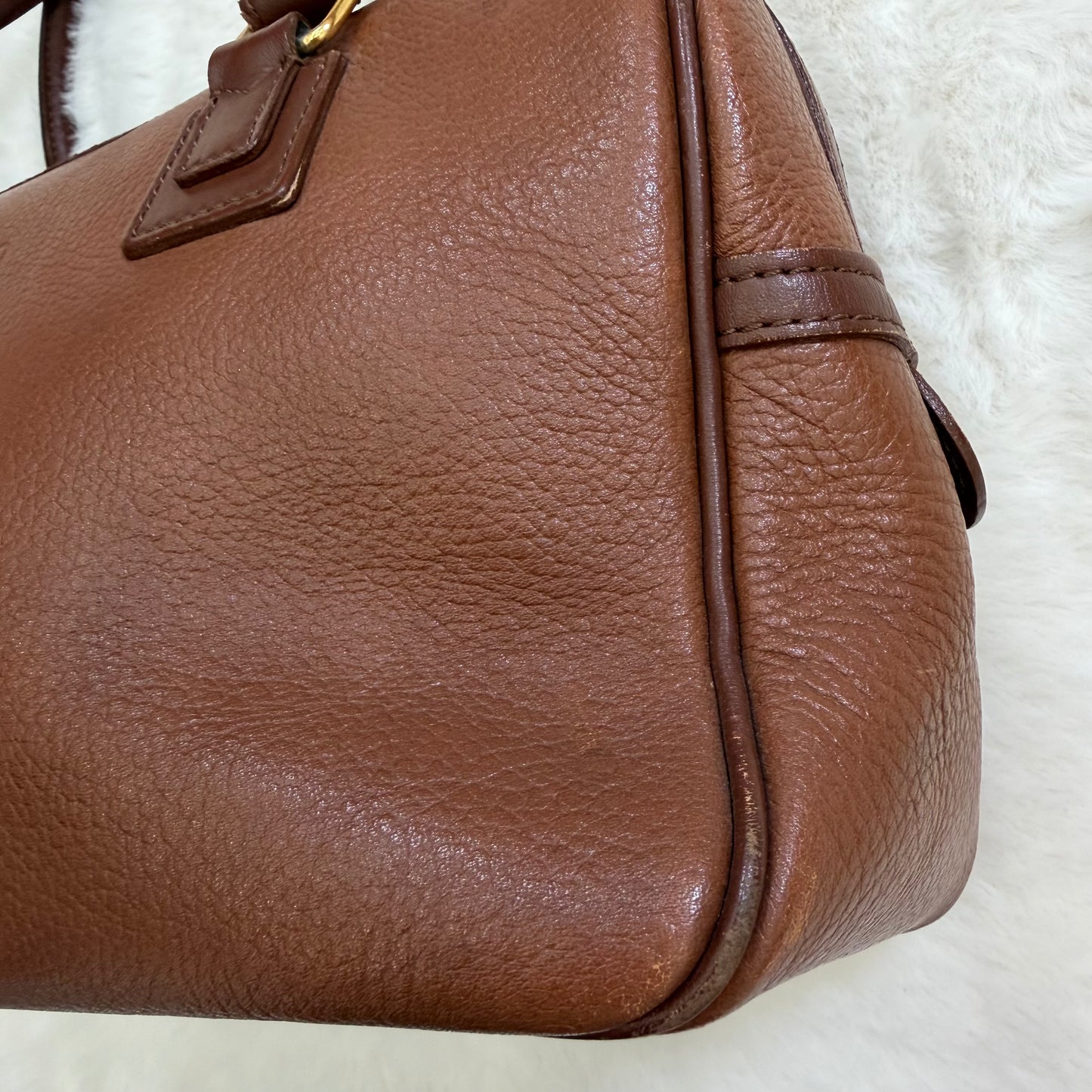 Burberry Brown Leather Boston Bag