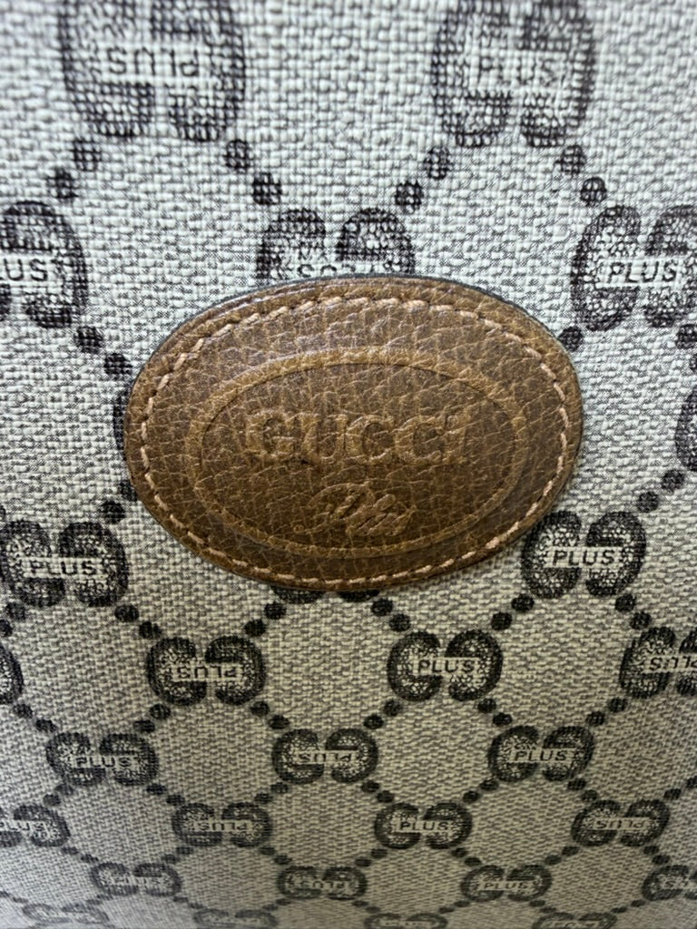 Gucci Cream and Brown Cosmetic Bag with Iconic Monogram