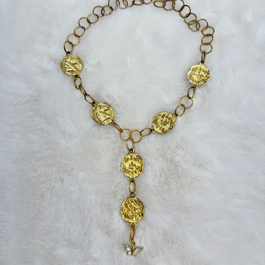 Authentic CHANEL gold upcycle necklace with 6x double-sided Medallions
