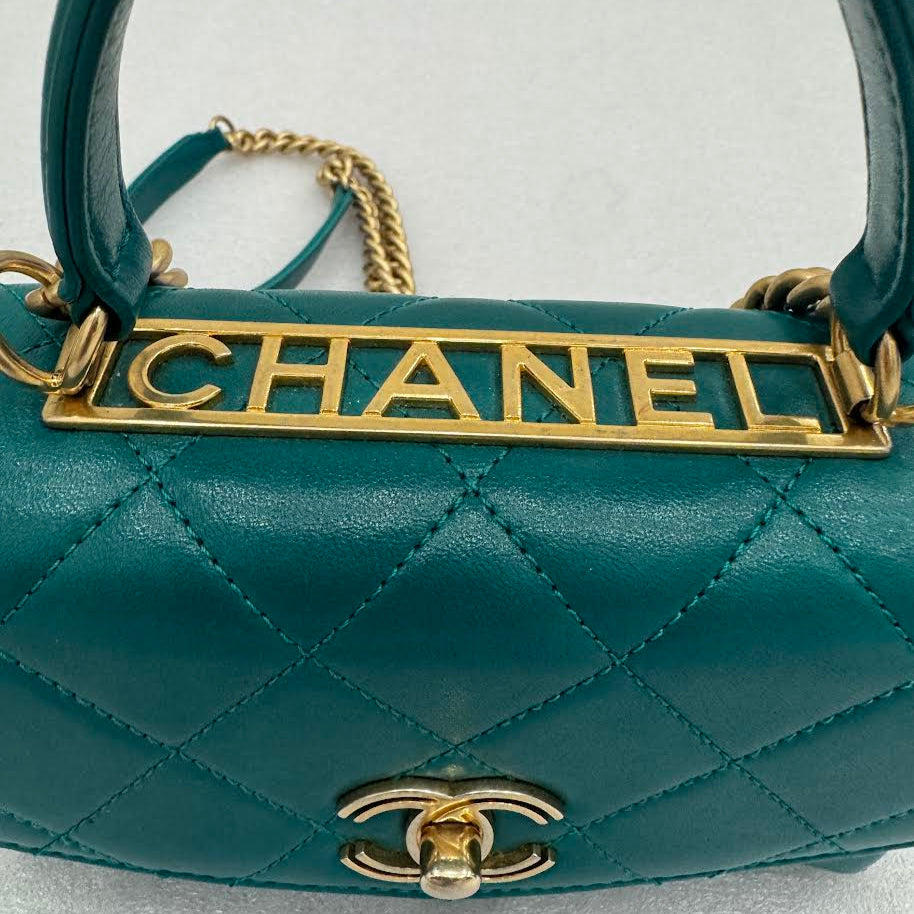 CHANEL Green Spirit Top Handle Crossbody Bag