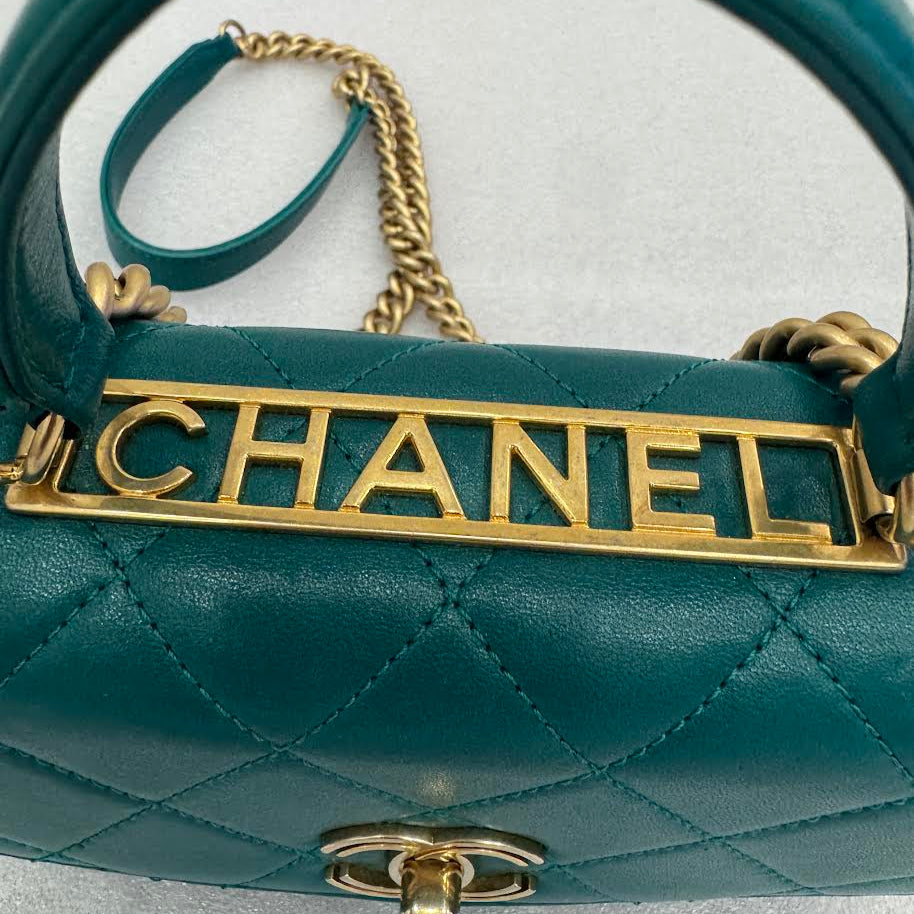 CHANEL Green Spirit Top Handle Crossbody Bag