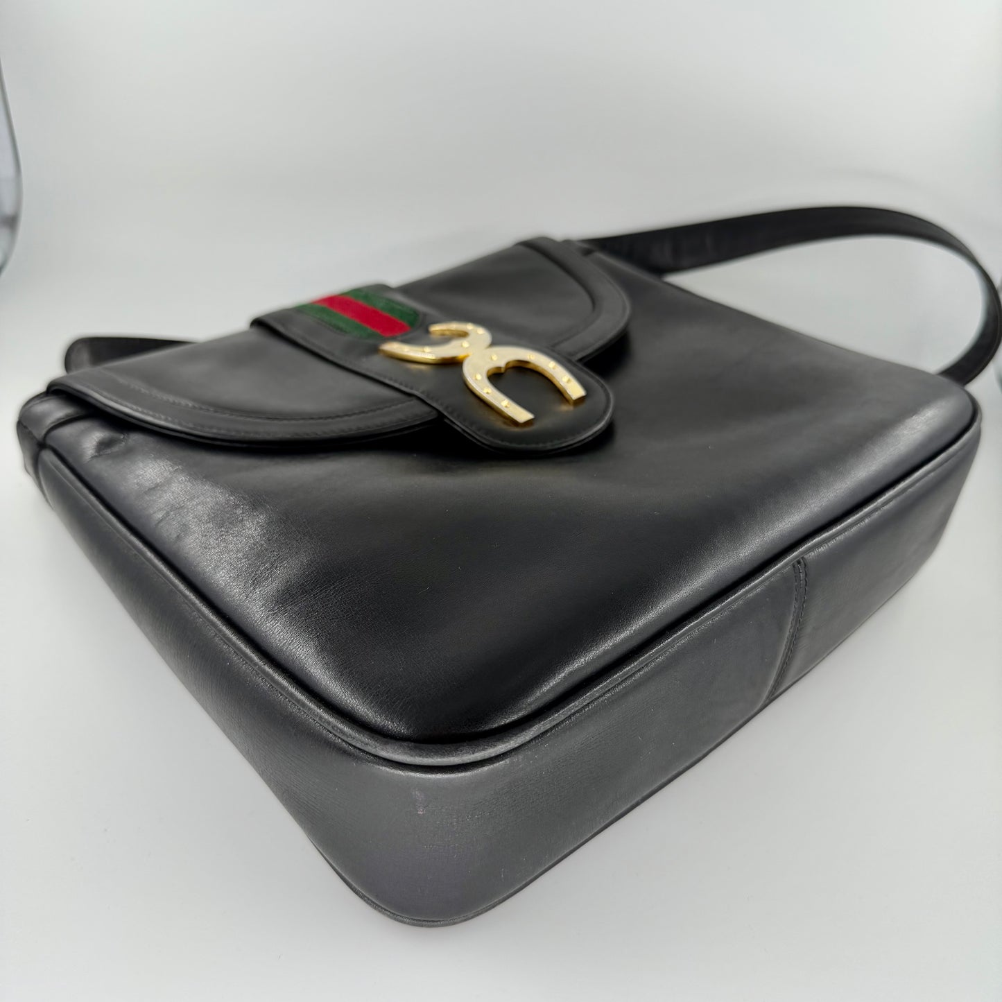 Gucci Black Vintage Sherry line Shoulder Bag