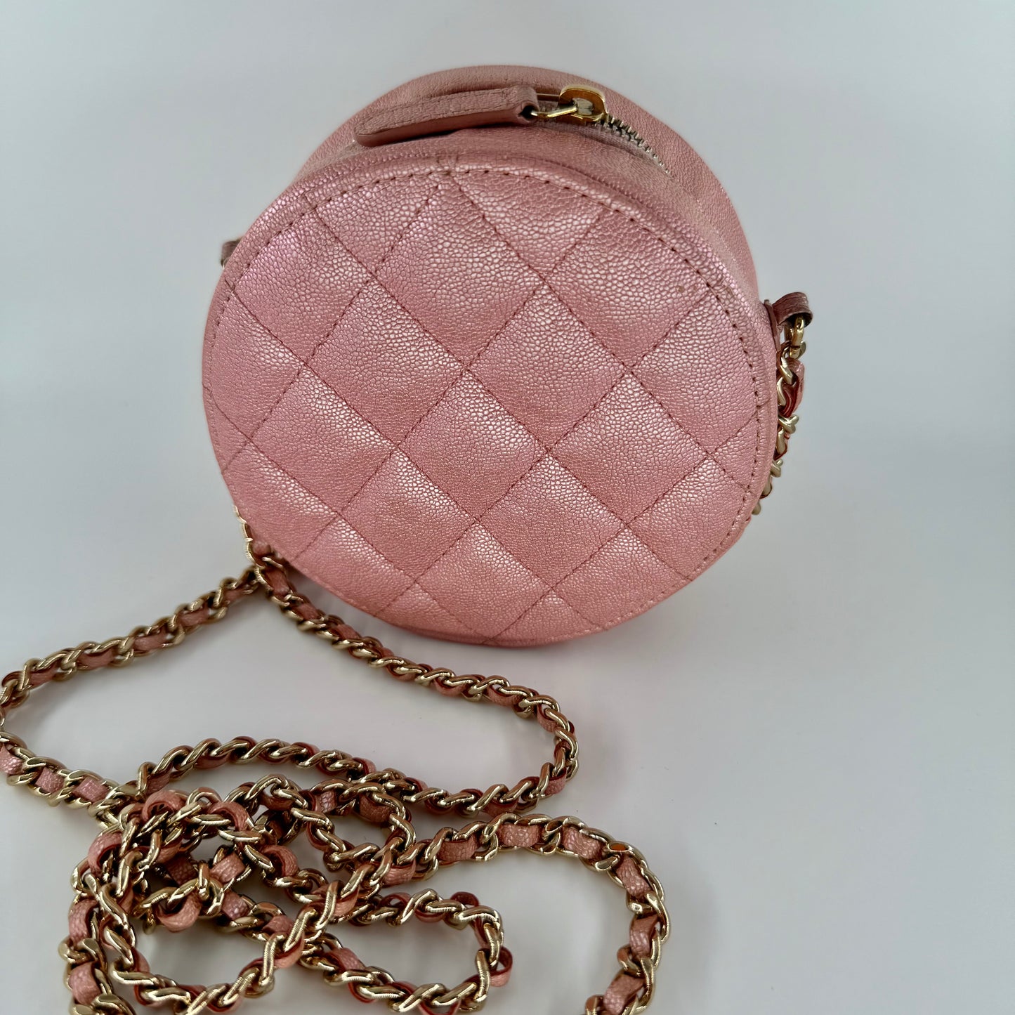 Chanel Pink Caviar Matelasse Round Crossbody