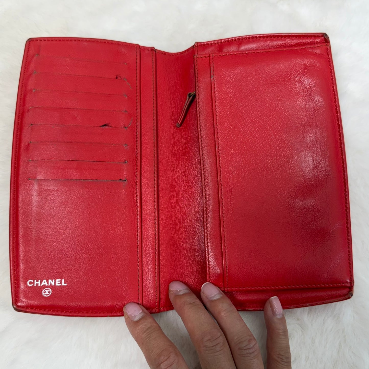 Chanel Red Patent Leather Long Wallet