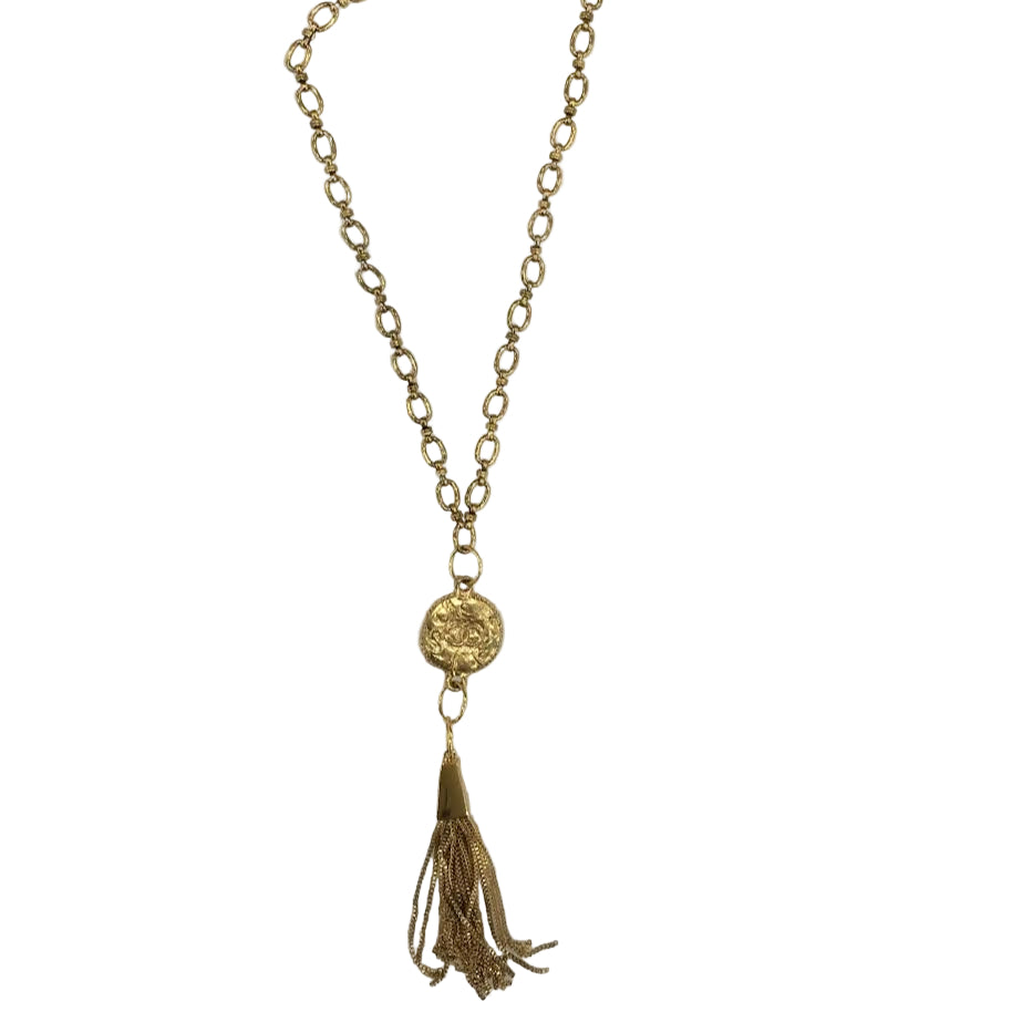 CHANEL gold upcycle tassel necklace