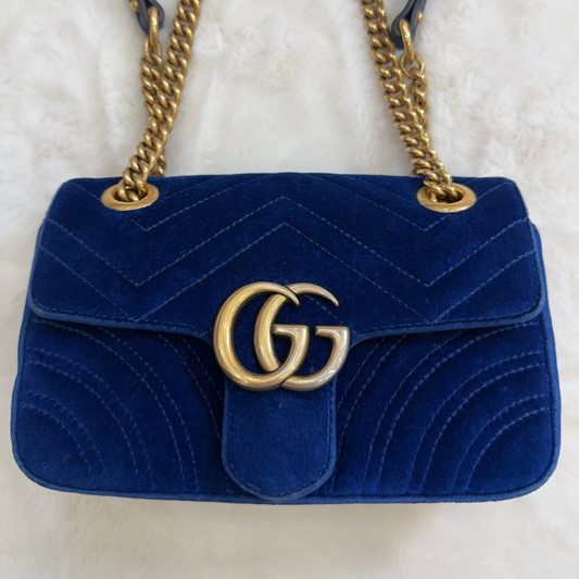 GUCCI Blue Marmont Quilted Crossbody/Shoulder Bag