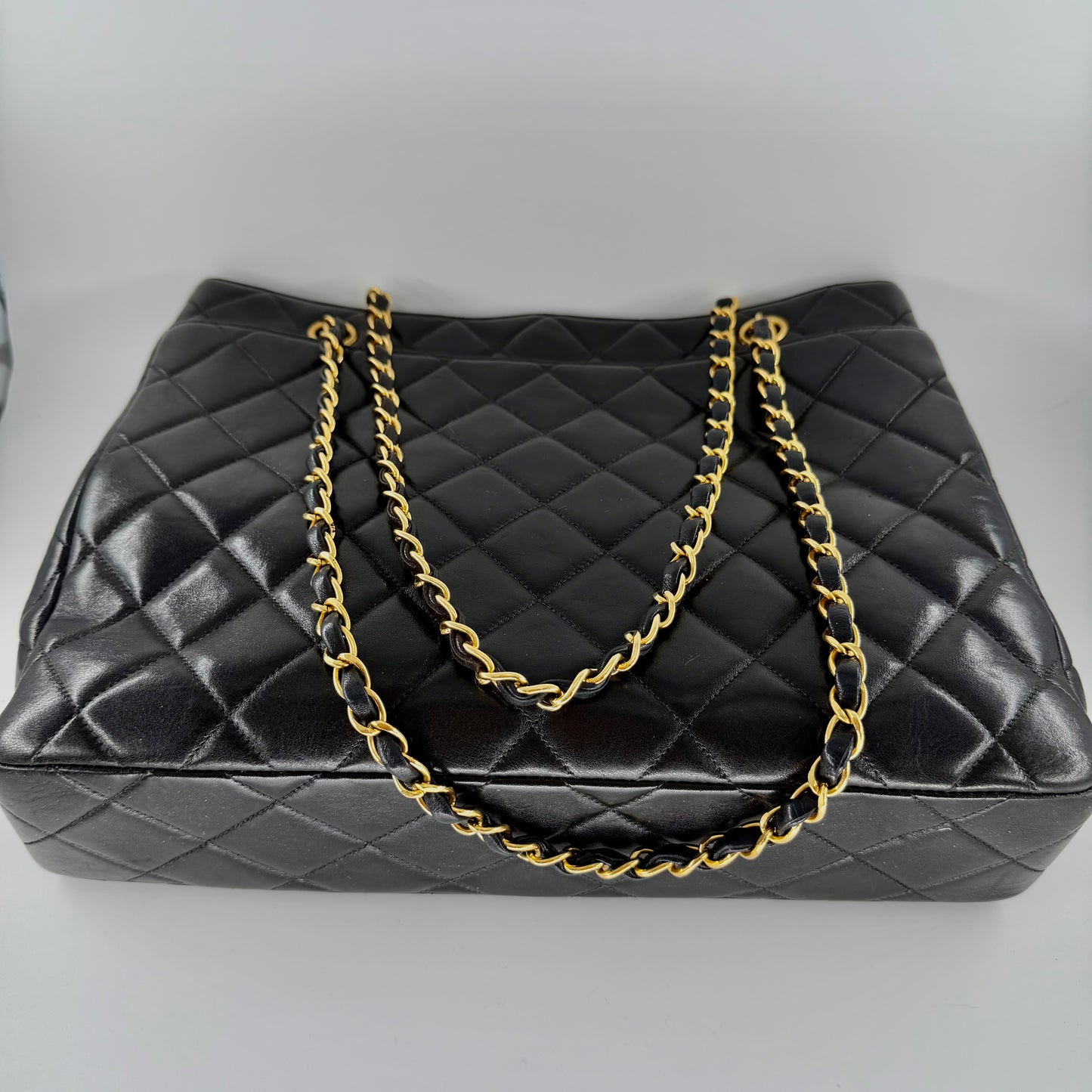 Chanel Black Matelasse Lambskin Tote