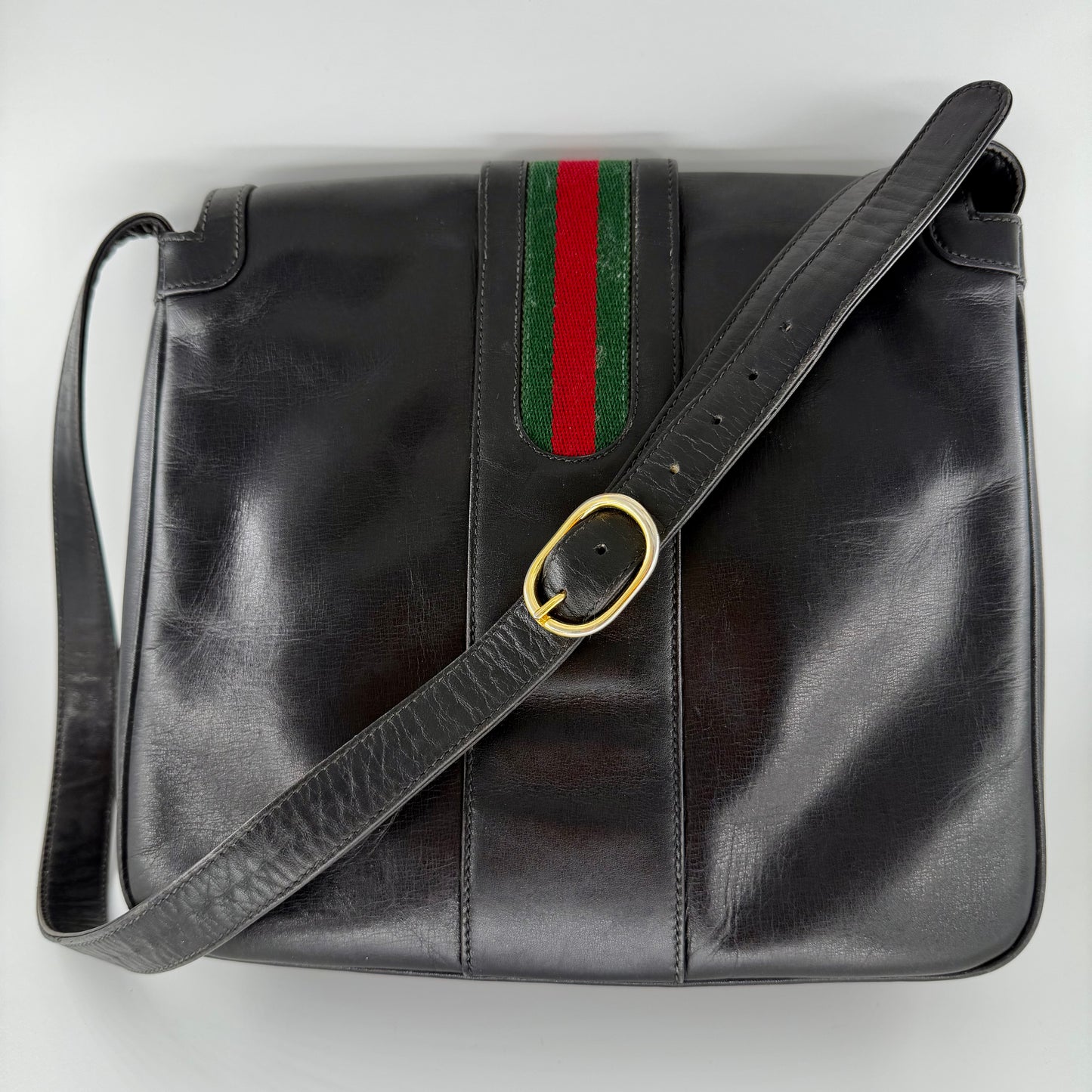 Gucci Black Vintage Sherry line Shoulder Bag