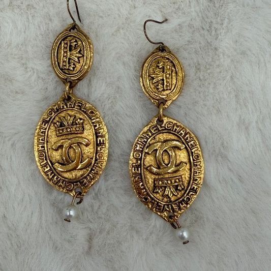 Chanel Crown Medallion Earrings