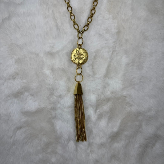 CHANEL gold upcycle tassel necklace