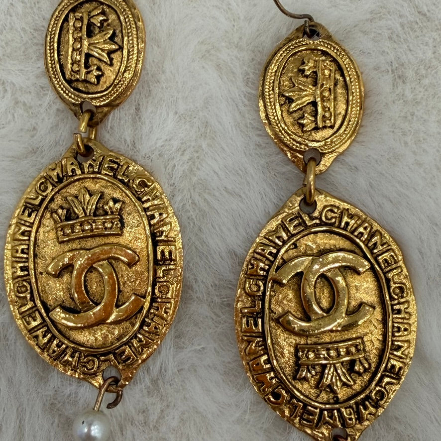 Chanel Crown Medallion Earrings