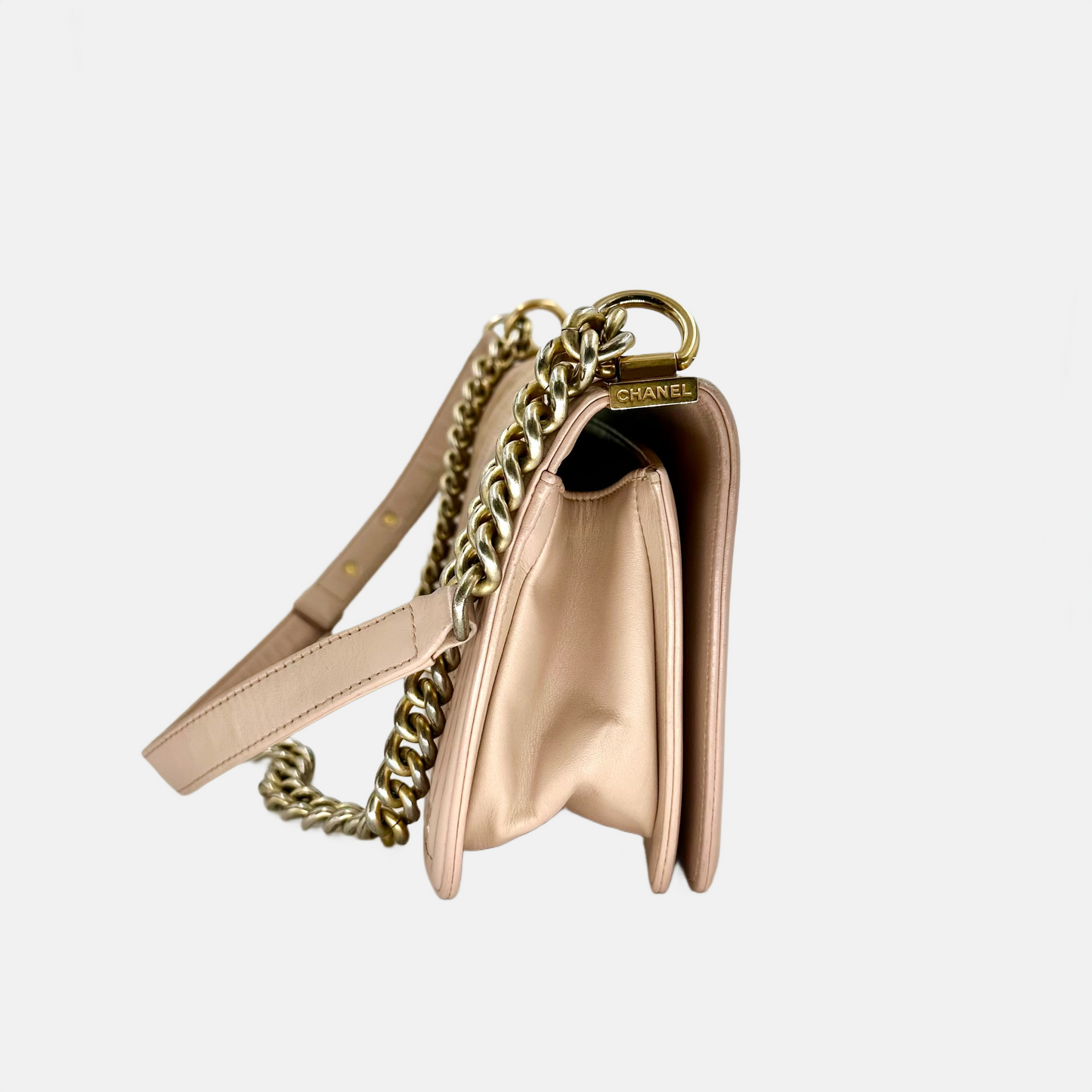 Chanel Pink Chevron Caviar/Calfskin Medium Boy Flap Bag