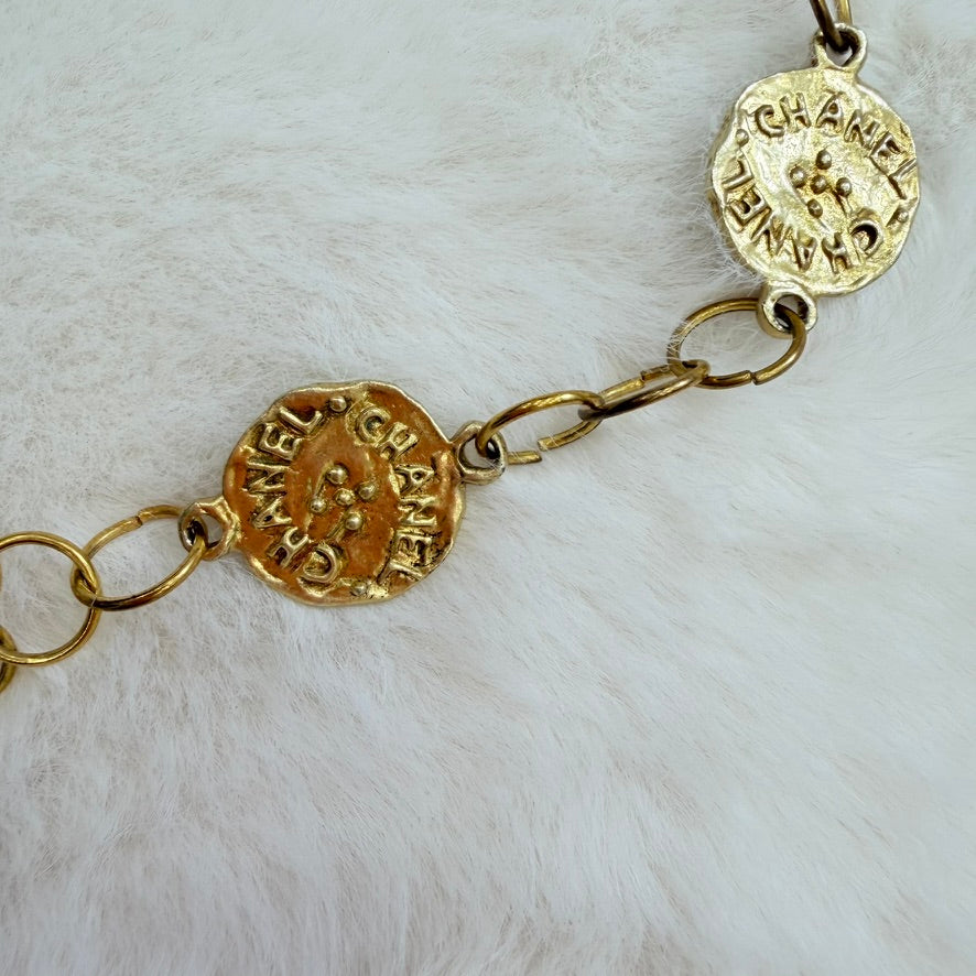 Authentic CHANEL gold upcycle necklace with 6x double-sided Medallions