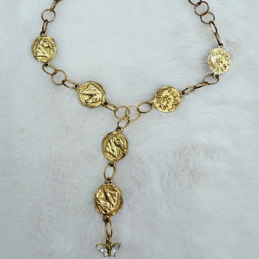 Authentic CHANEL gold upcycle necklace with 6x double-sided Medallions