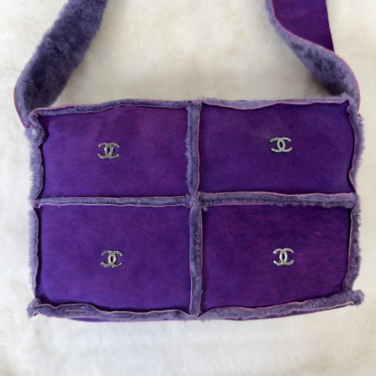 CHANEL Purple mouton shoulder/ crossbody bag