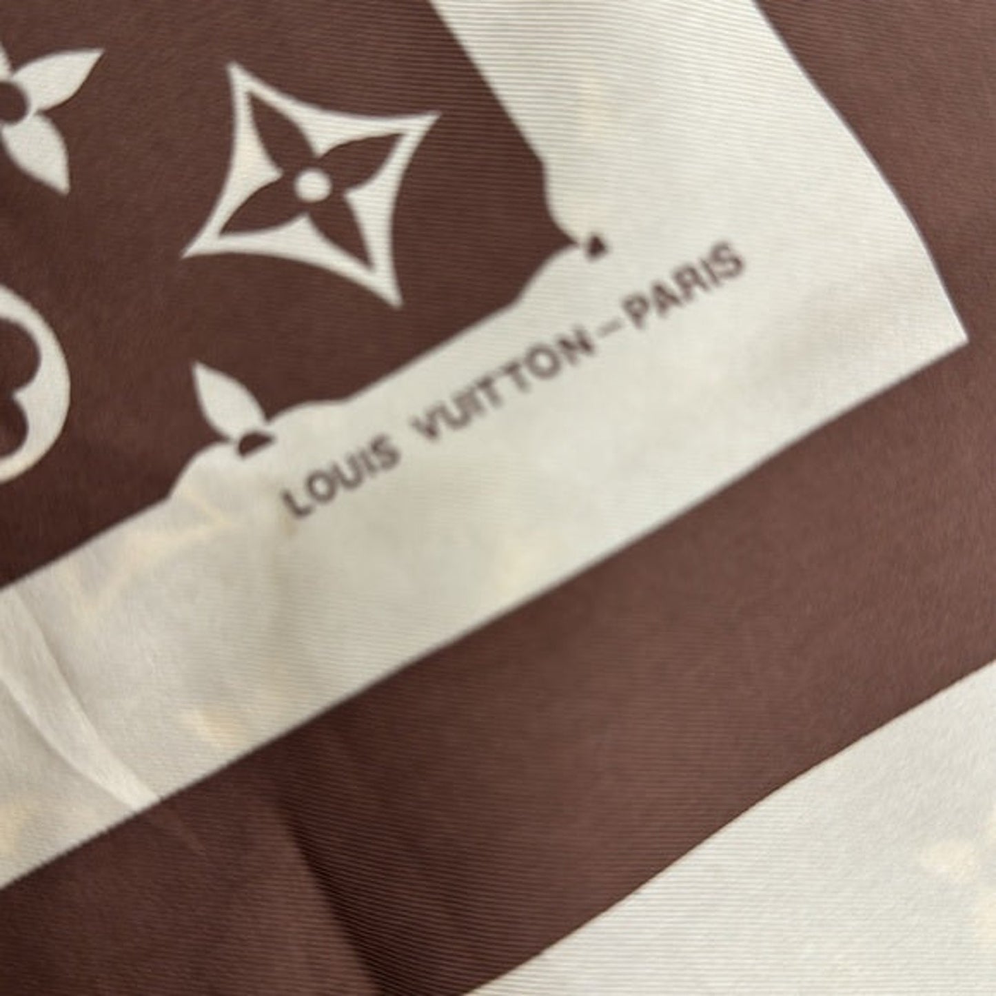 Louis Vuitton Monogram Brown and Cream Silk Scarf