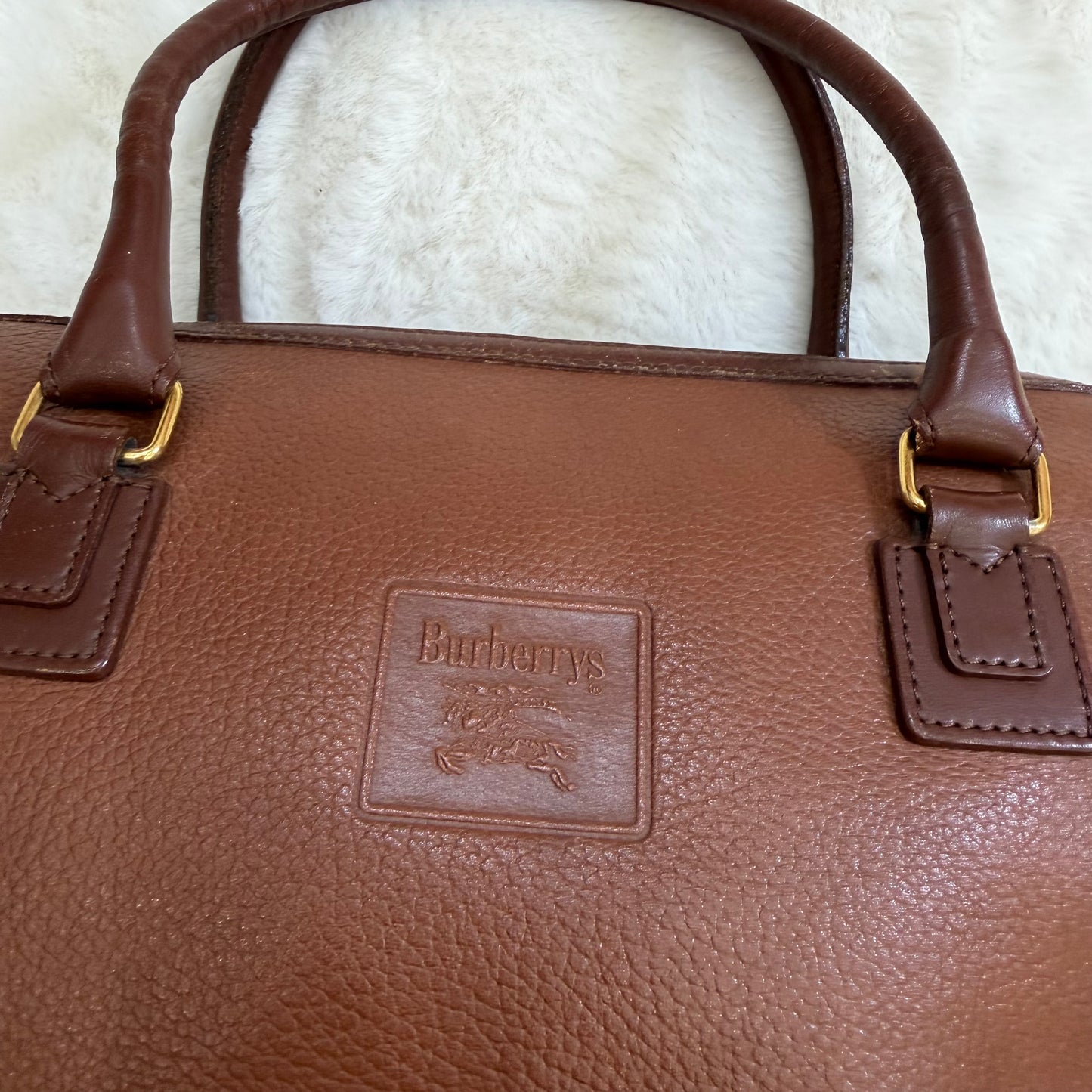 Burberry Brown Leather Boston Bag