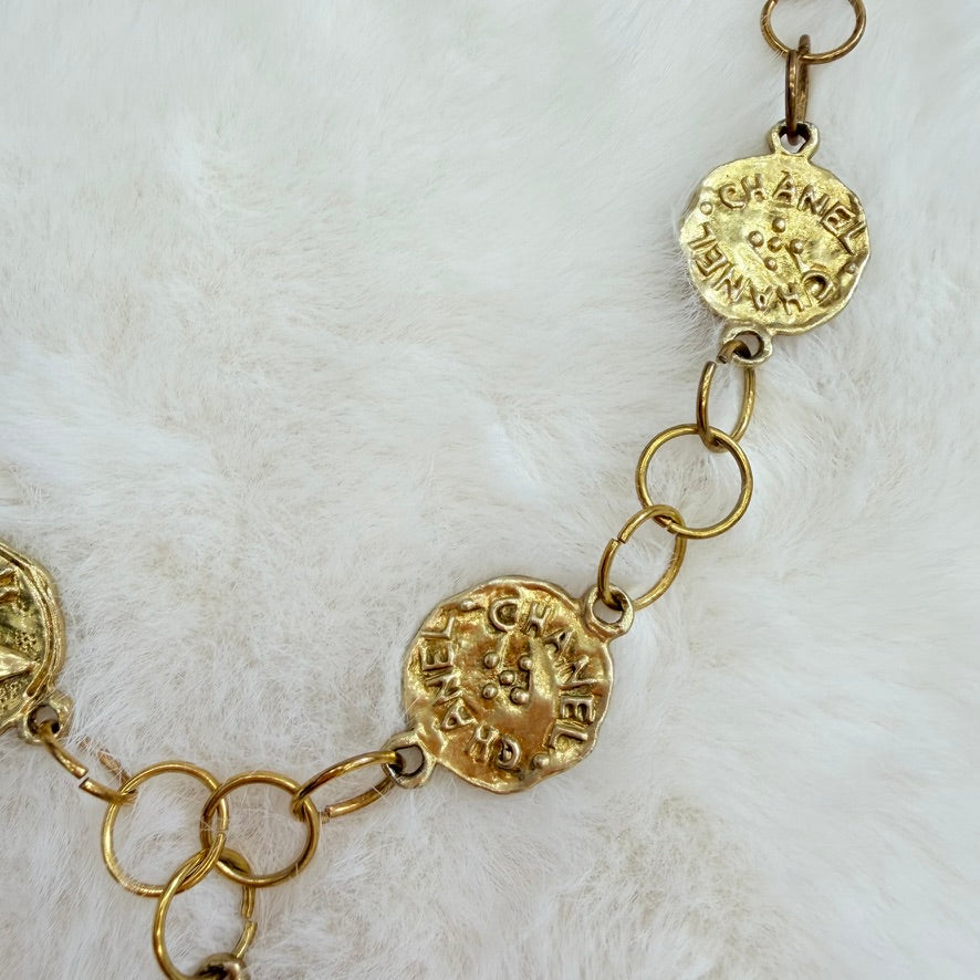 Authentic CHANEL gold upcycle necklace with 6x double-sided Medallions