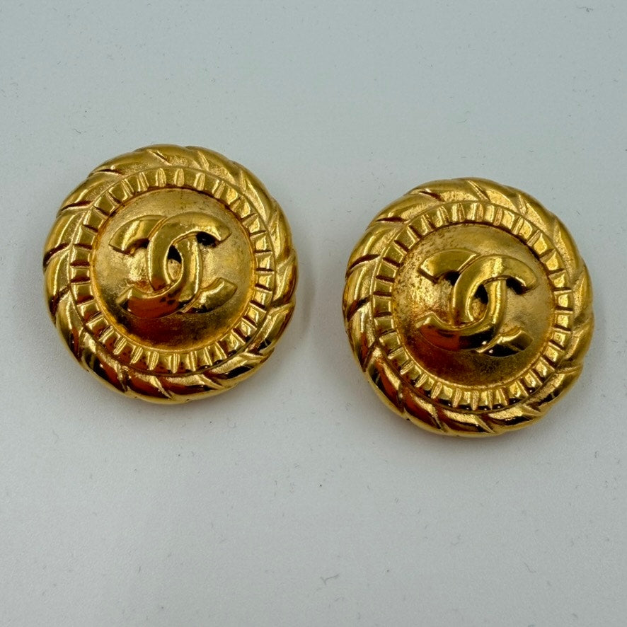 Chanel Gold CoCo Mark Round Earrings