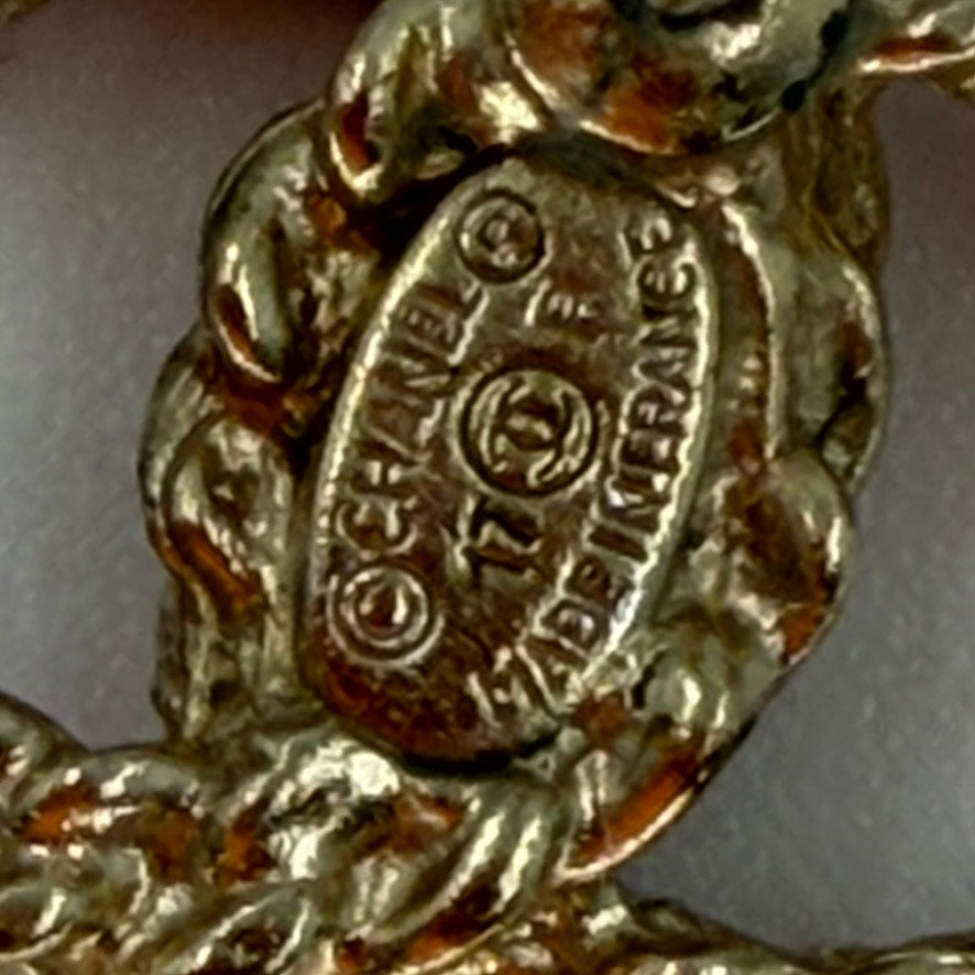 Chanel Pink Stone Gold Plated CoCo Mark Earrings