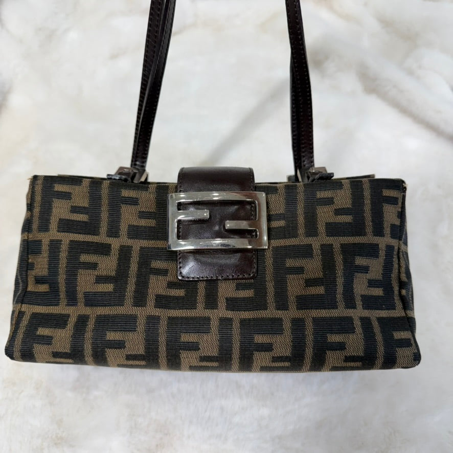 Fendi Brown FF Zucca Bento Box Shoulder Bag