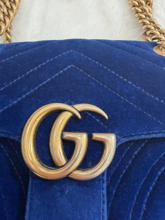GUCCI Blue Marmont Quilted Crossbody/Shoulder Bag