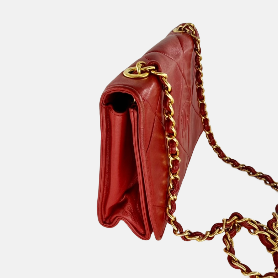 Chanel Red Matelasse Lambskin Shoulder bag