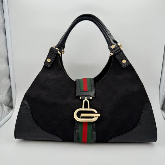 Gucci Black Monogram Junco Shoulder Bag
