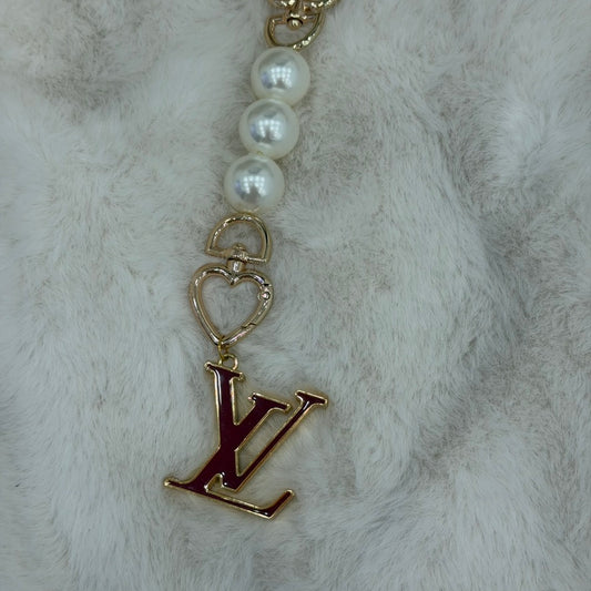 Louis Vuitton Facette Bag Charm with unbranded pearl chain