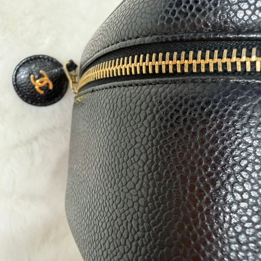 CHANEL Black Caviar Leather Vanity Bag