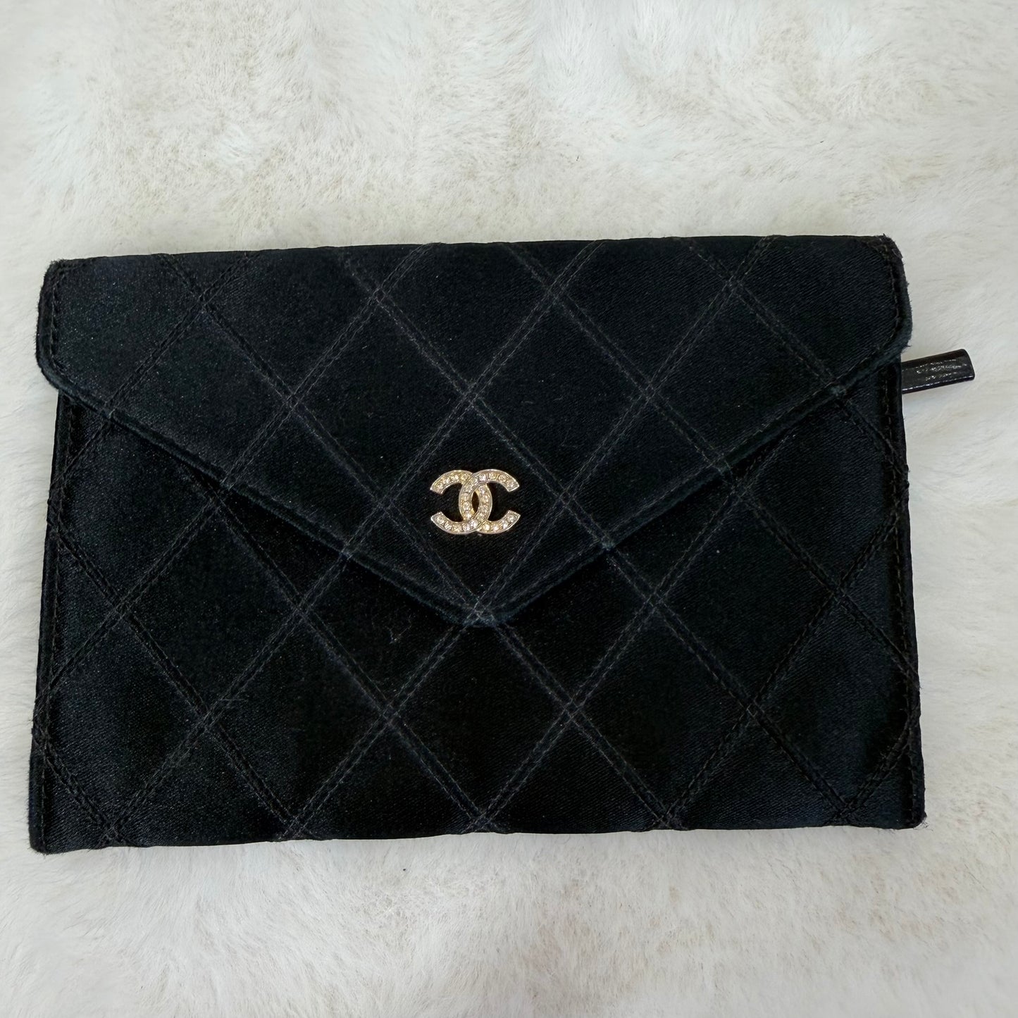 Chanel Black Fabric CoCo Mark Wallet