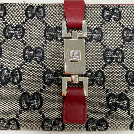 Gucci GG Monogram Red Jackie Vintage Long Wallet