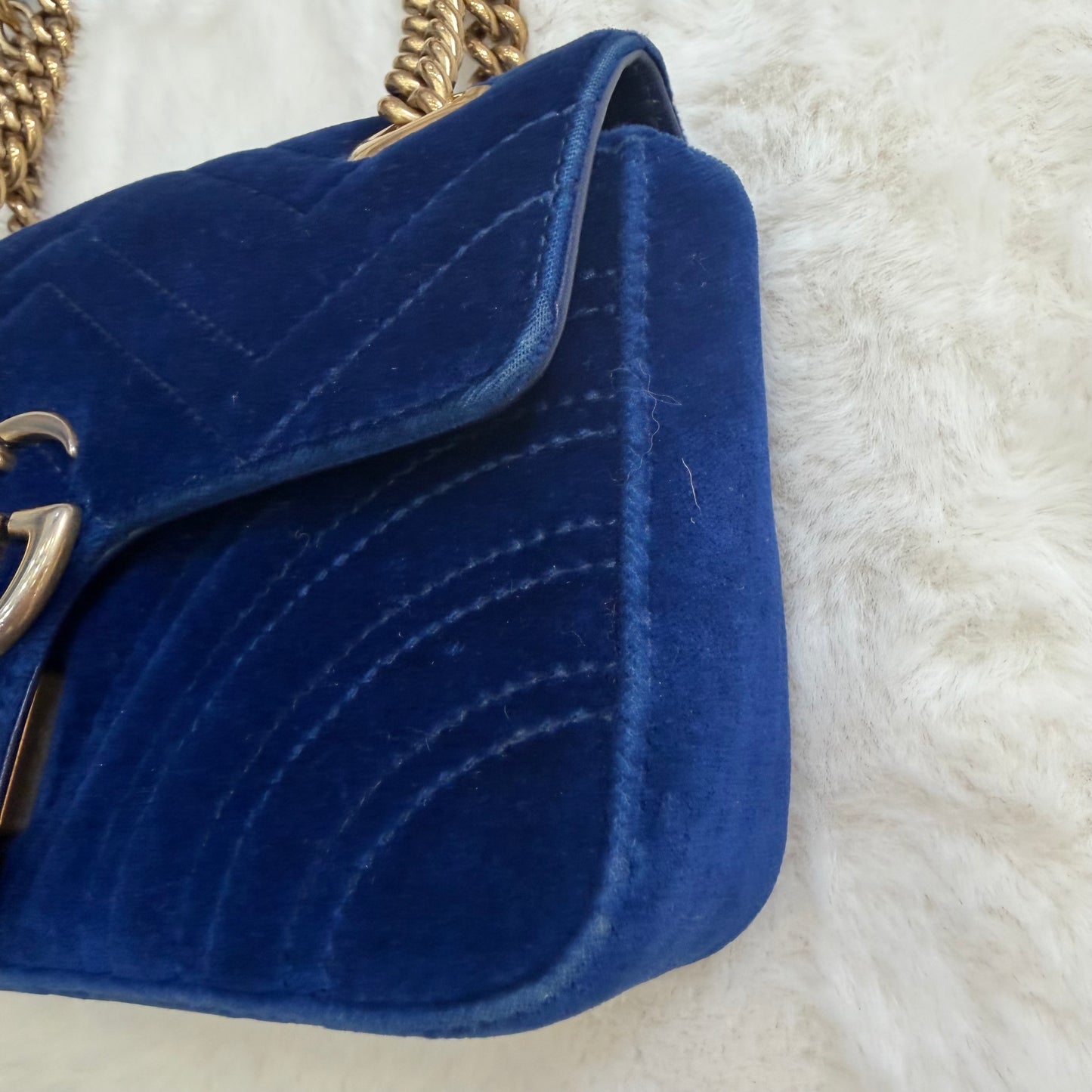 GUCCI Blue Marmont Quilted Crossbody/Shoulder Bag