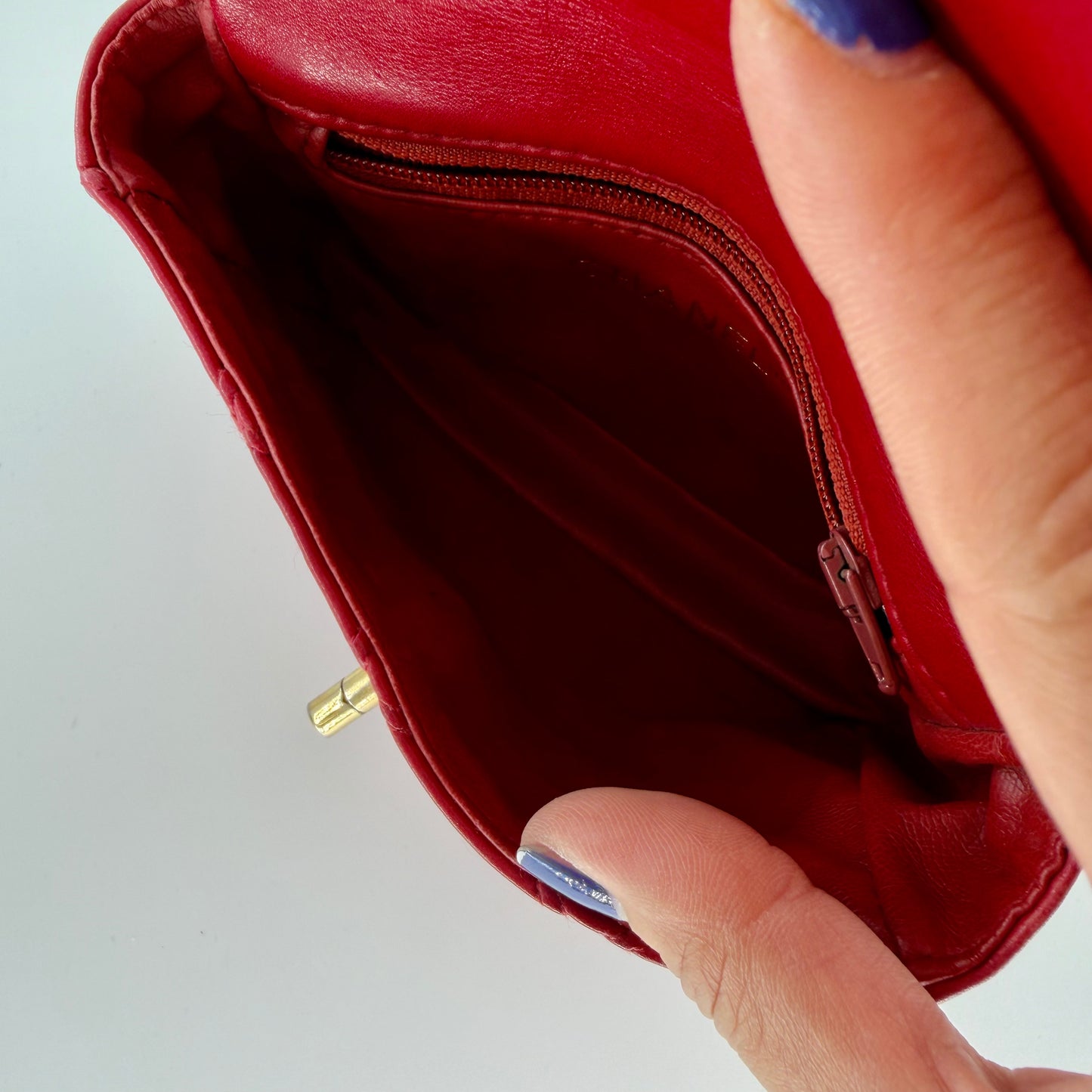 Chanel Red Lambskin Matelasse Waist Pouch Bag