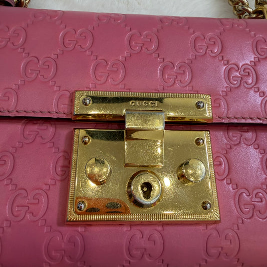 Gucci Pink Small Guccissima Padlock Crossbody/ Shoulder bag