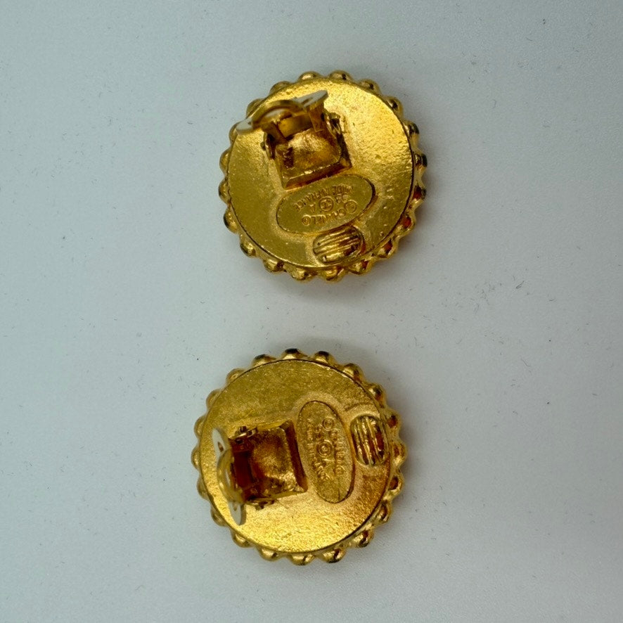 Chanel Black/Gold CoCo Mark Sunflower Earrings