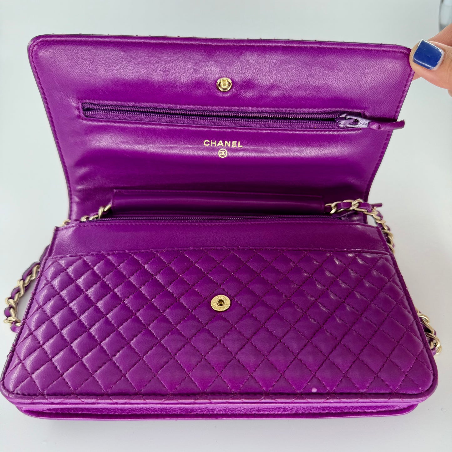 Chanel Purple Lambskin Matelasse WOC