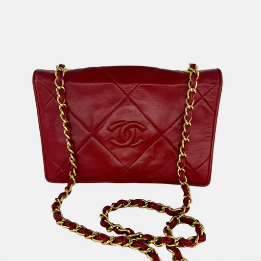 Chanel Red Matelasse Lambskin Shoulder bag