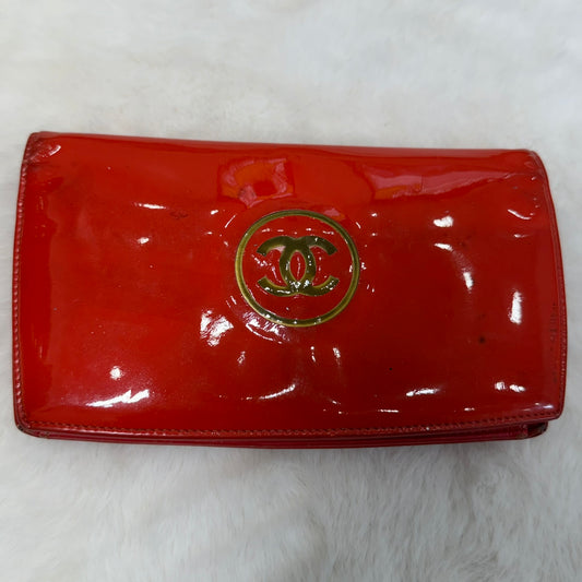 Chanel Red Patent Leather Long Wallet