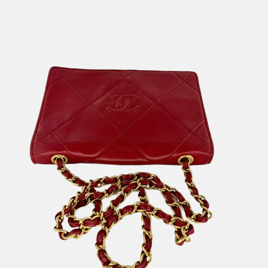 Chanel Red Matelasse Lambskin Shoulder bag