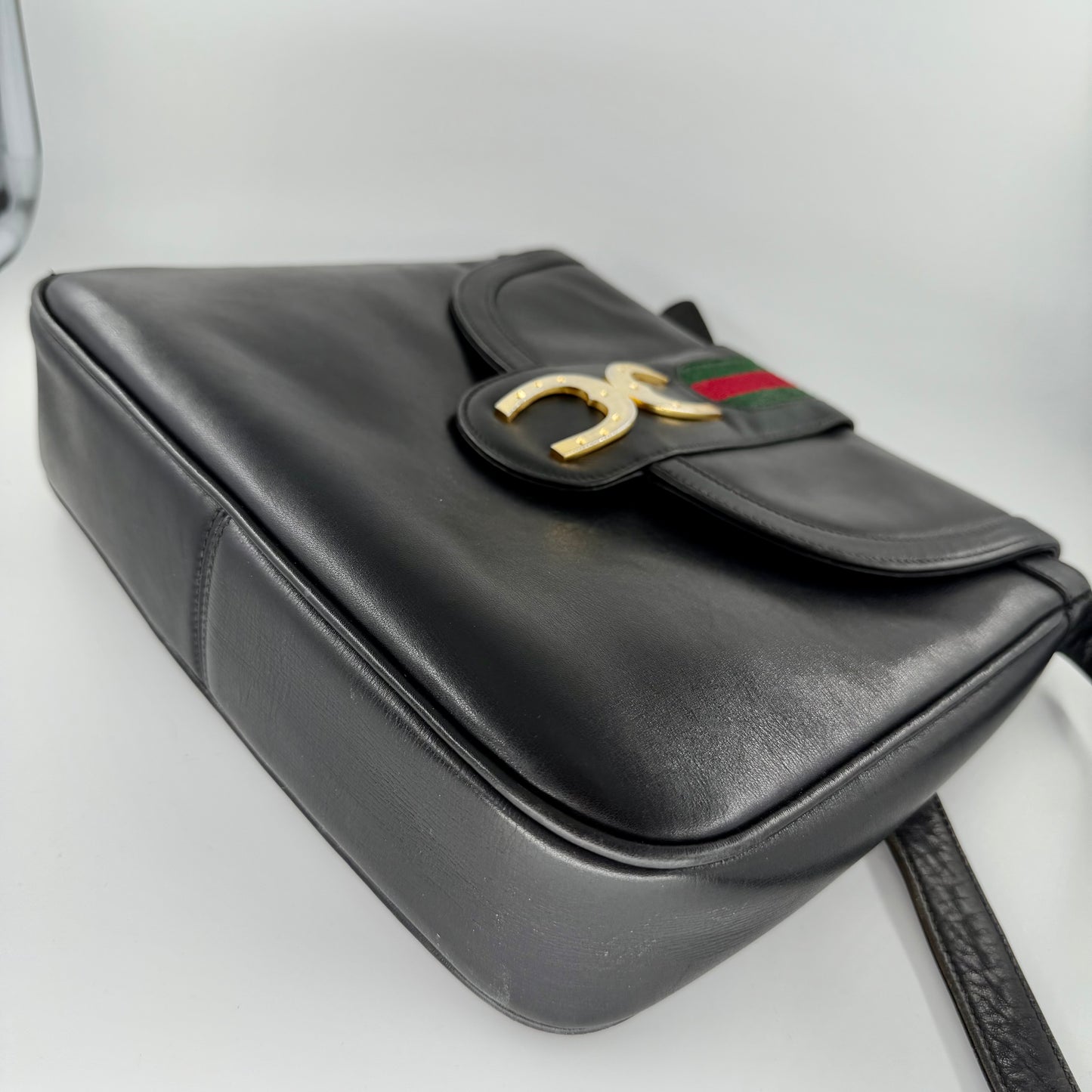 Gucci Black Vintage Sherry line Shoulder Bag