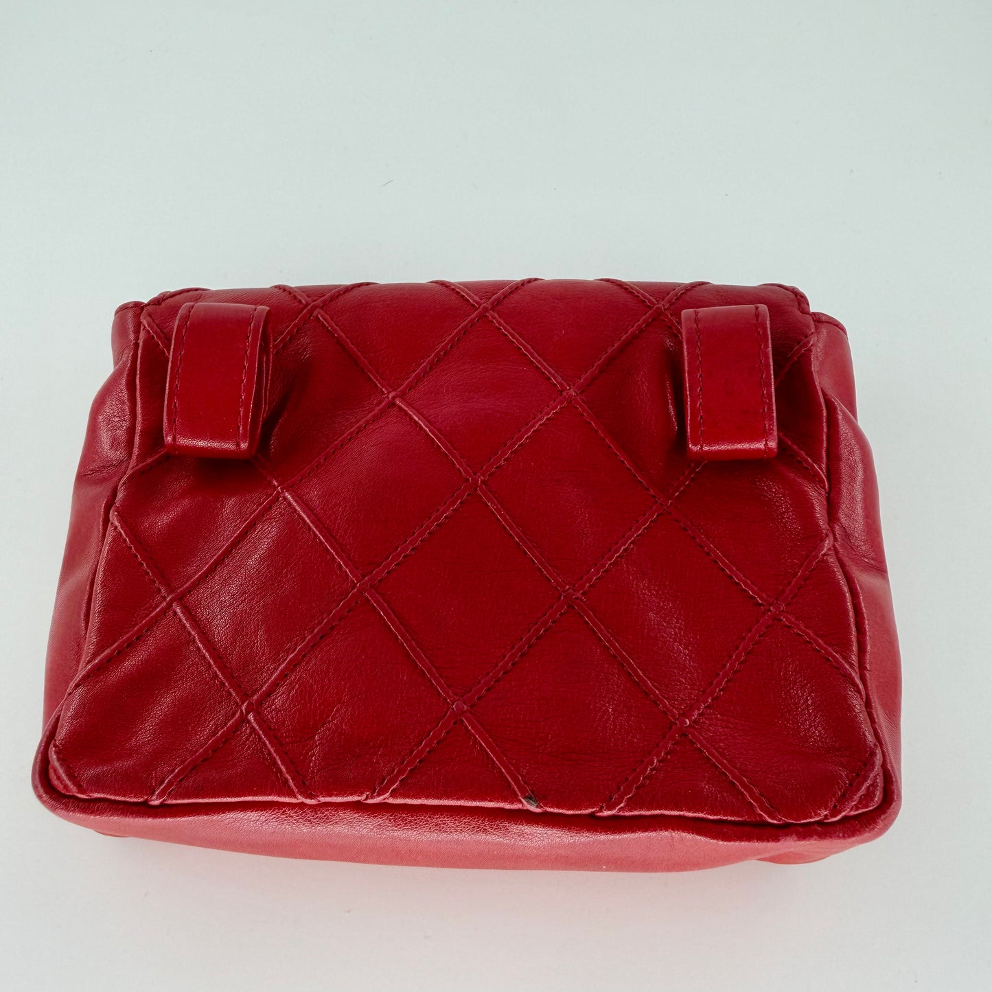 Chanel Red Lambskin Matelasse Waist Pouch Bag
