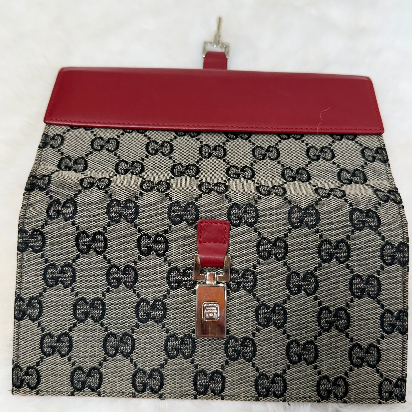 Gucci GG Monogram Red Jackie Vintage Long Wallet
