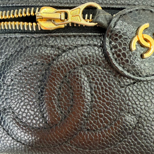 CHANEL Black Caviar Leather Vanity Bag