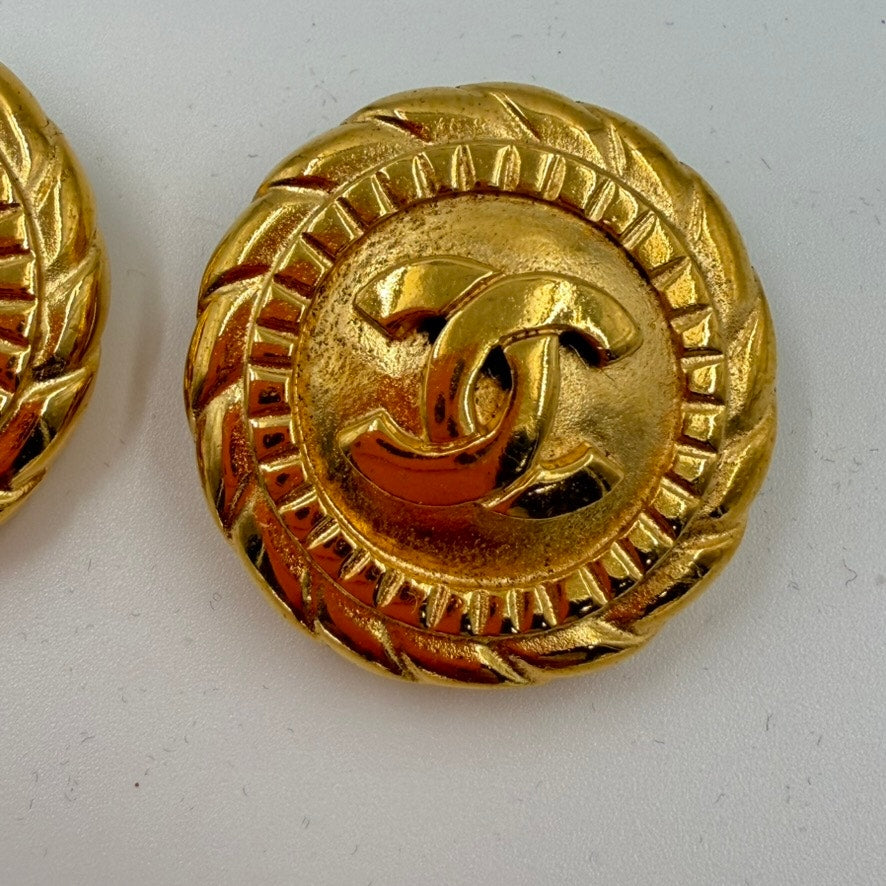 Chanel Gold CoCo Mark Round Earrings