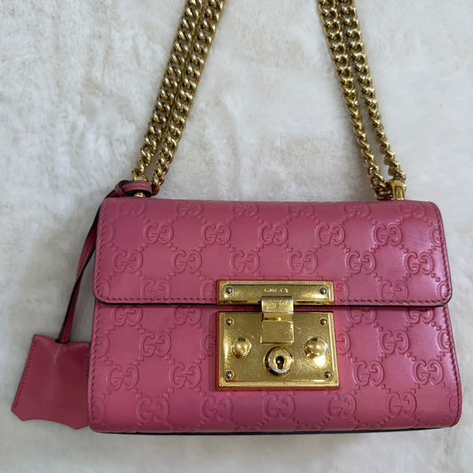 Gucci Pink Small Guccissima Padlock Crossbody/ Shoulder bag