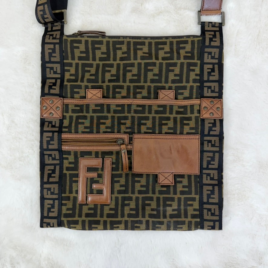 Fendi Zucca canvas and leather Crossbody Tote bag