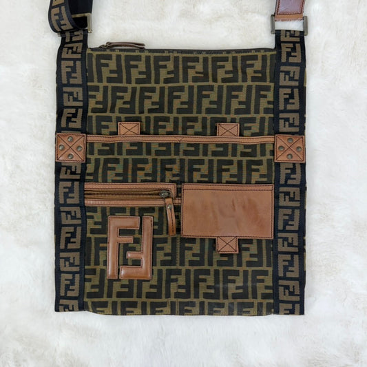 Fendi Zucca canvas and leather Crossbody Tote bag