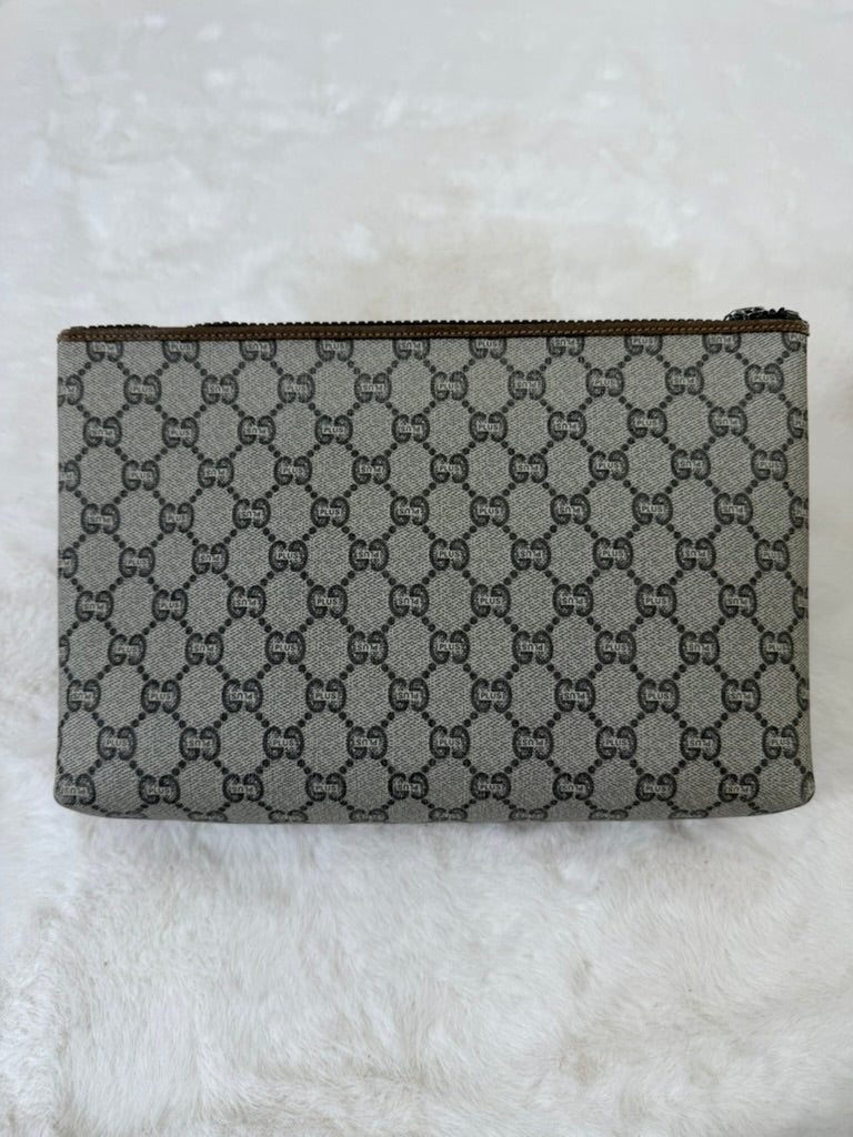 Gucci Cream and Brown Cosmetic Bag with Iconic Monogram
